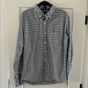 J. Crew Men's Blue and Grey Checkered Slim Fit Shirt